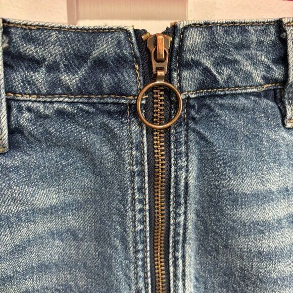 We The Free Free People Zip It Up Raw Hem Denim Skirt - Picture 3 of 7
